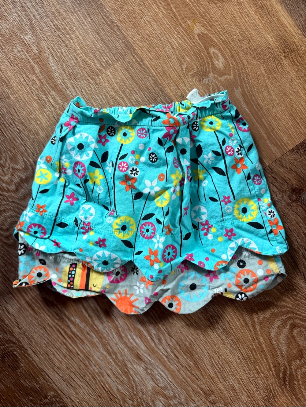 Jelly the Pug Turquoise Floral Layered Girls' Skirt